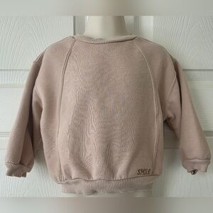 Easy Peasy Beige Sweatshirt with 'Smile' Embroidery